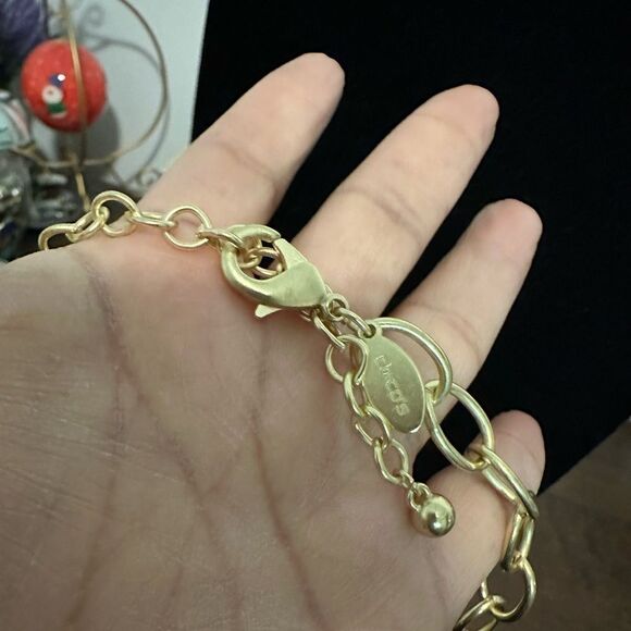 Chico's Gold Tone Long Circle Oval Chain Link Statement Necklace Y Chain - Picture 3 of 3